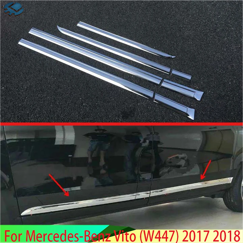 

For Mercedes-Benz Vito (W447) 2017 2018 Car Accessories ABS Chrome Side Door Body Molding Moulding Trim