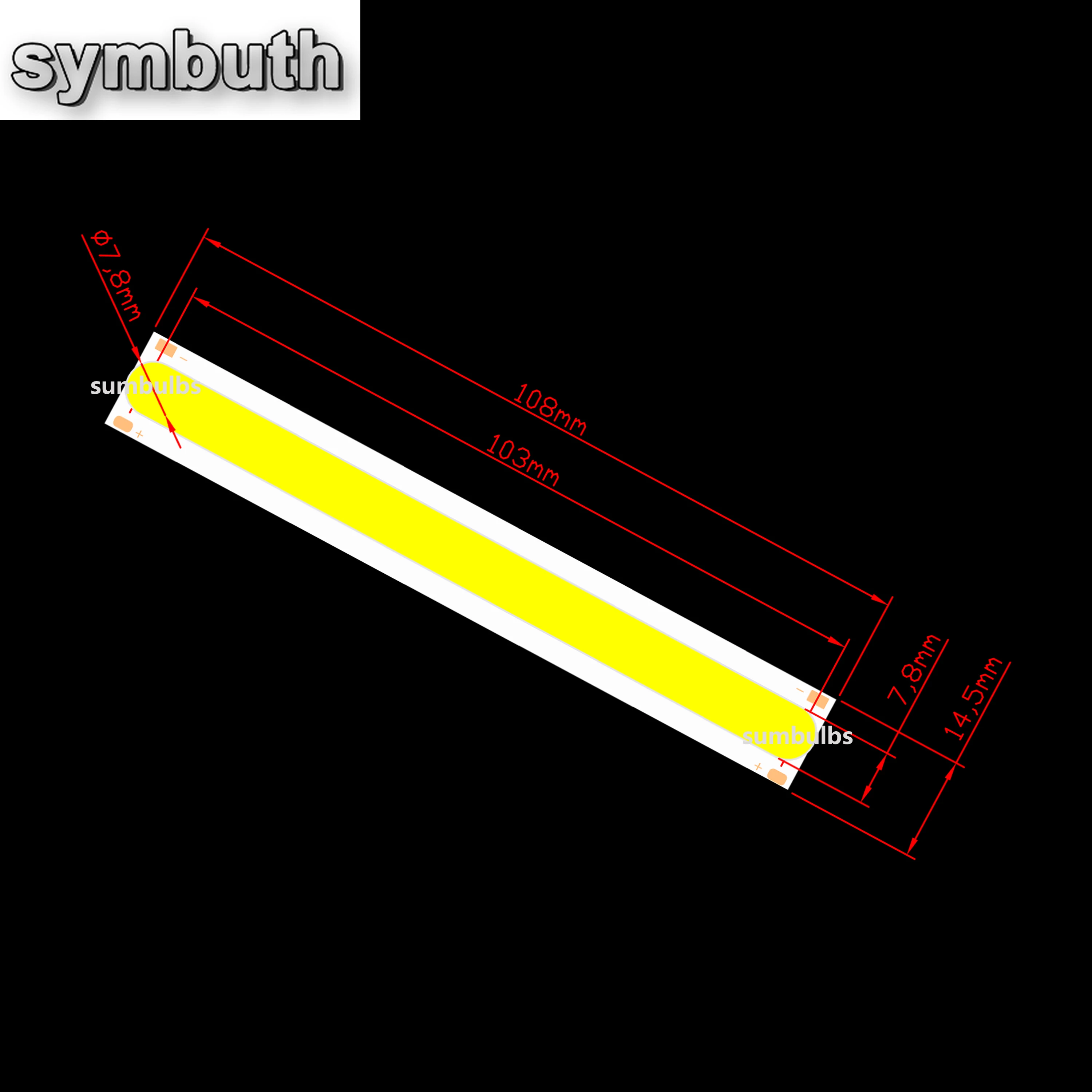 Taśma COB LED źródło światła DC12V 108x15mm 4W Chip na pokładzie ciepły 3000K zimny 6500K dla rodzajów Lamp do DIY