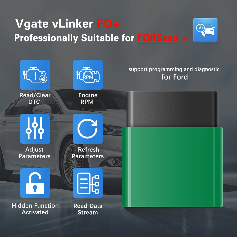 Vgate vLinker FD+ ELM327 Bluetooth 4.0 FORScan wifi OBD2 Car Diagnostic OBD 2 Scanner J2534 ELM 327 MS CAN Auto Tools