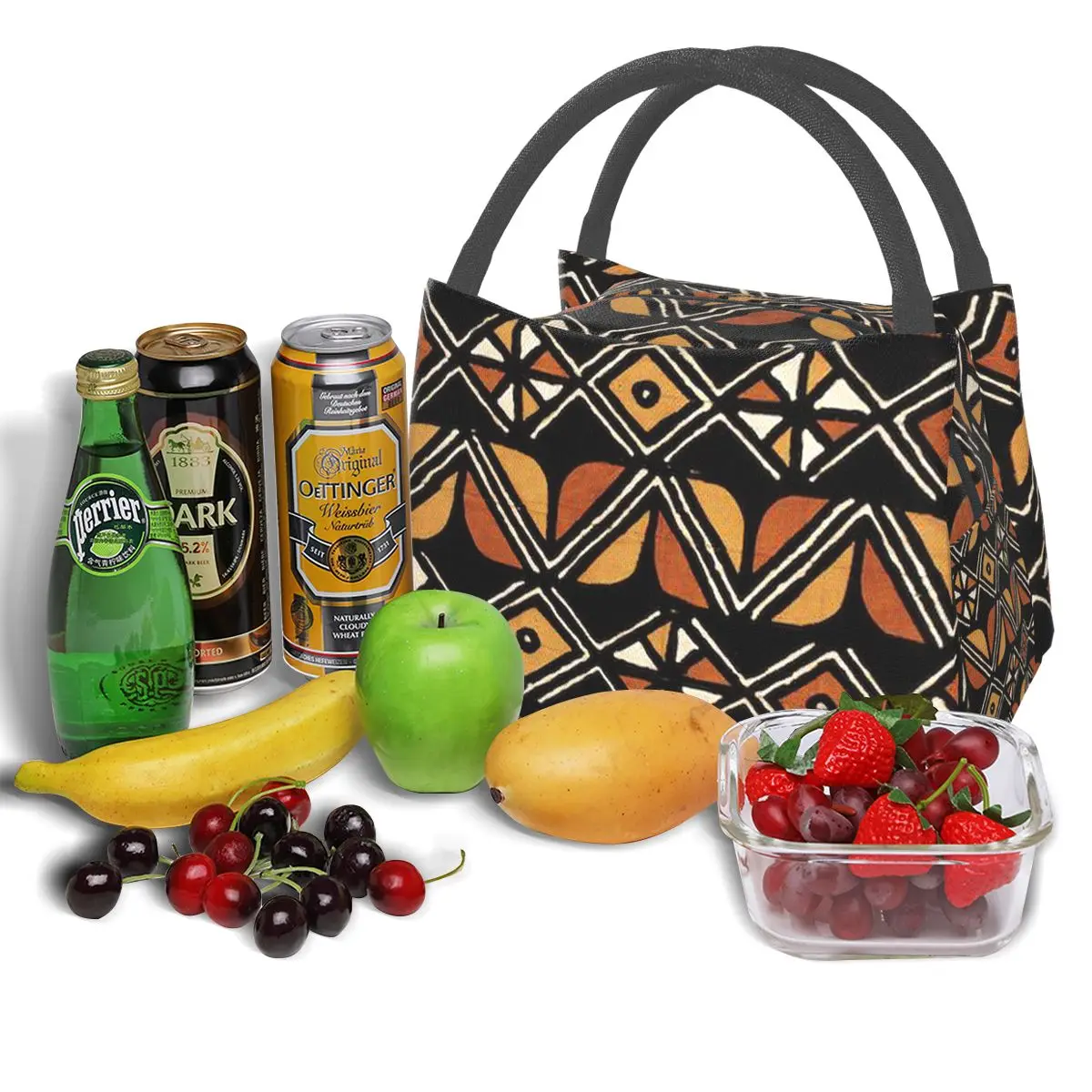 

NOISYDESIGNS Portable Lunch Bag African Tribal Floral Print Thermal Insulated Lunch Tote Cooler Picnic Handbag Bento Pouch