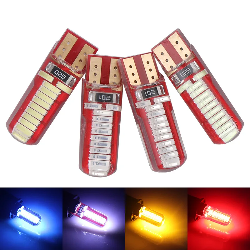 2pcs T10 Silicone Gel Drop Crystal Width Lamp 4014 High Brightness LED Small Lamp License Plate Lamp white 24 Lamp Silicone