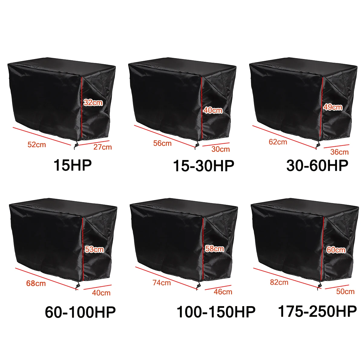 Full Outboard Motor Engine Boat Cover Black 210D Oxford Waterproof Anti-scratch Heavy Duty Outboard Engine Protector 15-250HP