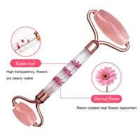 Set de Rodillo de Cuarzo y Gua Sha con Flores