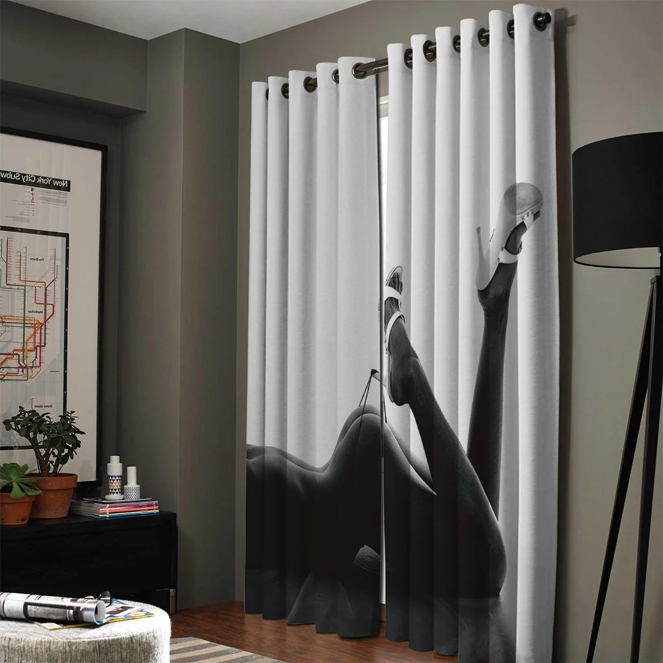 High Heel Woman Black White Window Treatments Curtains Valance Curtain Bathroom Curtains Indoor Decor Print Kids Valance Curtain