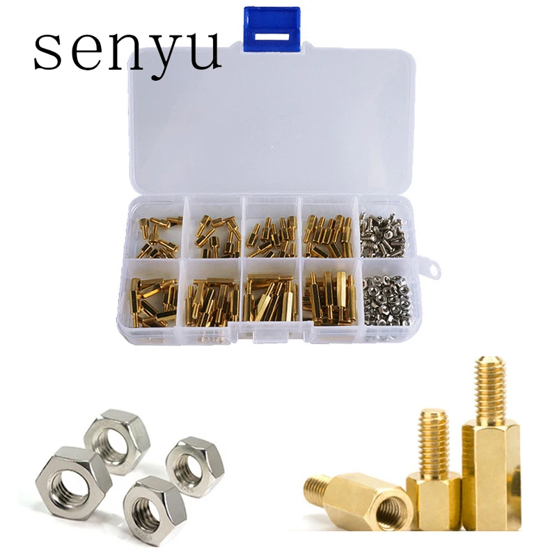 200Pcs/set M2.5/M3 Hex Nut Spacing Screw Hex Brass Threaded Pillar PCB Motherboard Standoff Spacer Kit Wood Bolt Screw Set