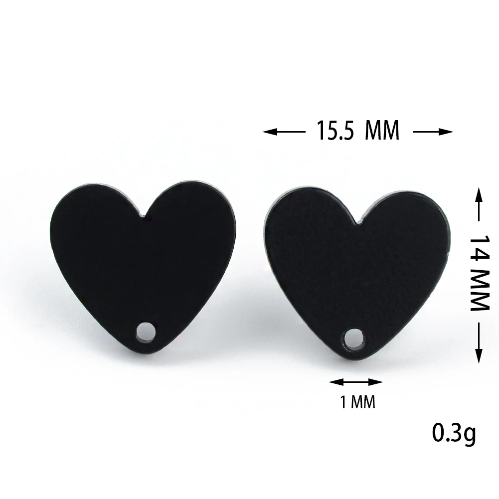 20pcs 14*15.5mm 925 Silver Needle Stud Earrings Colorful Heart Shape  Acrylic Helix Cartilage Tragus Lobe Ear Piercing Jewelry