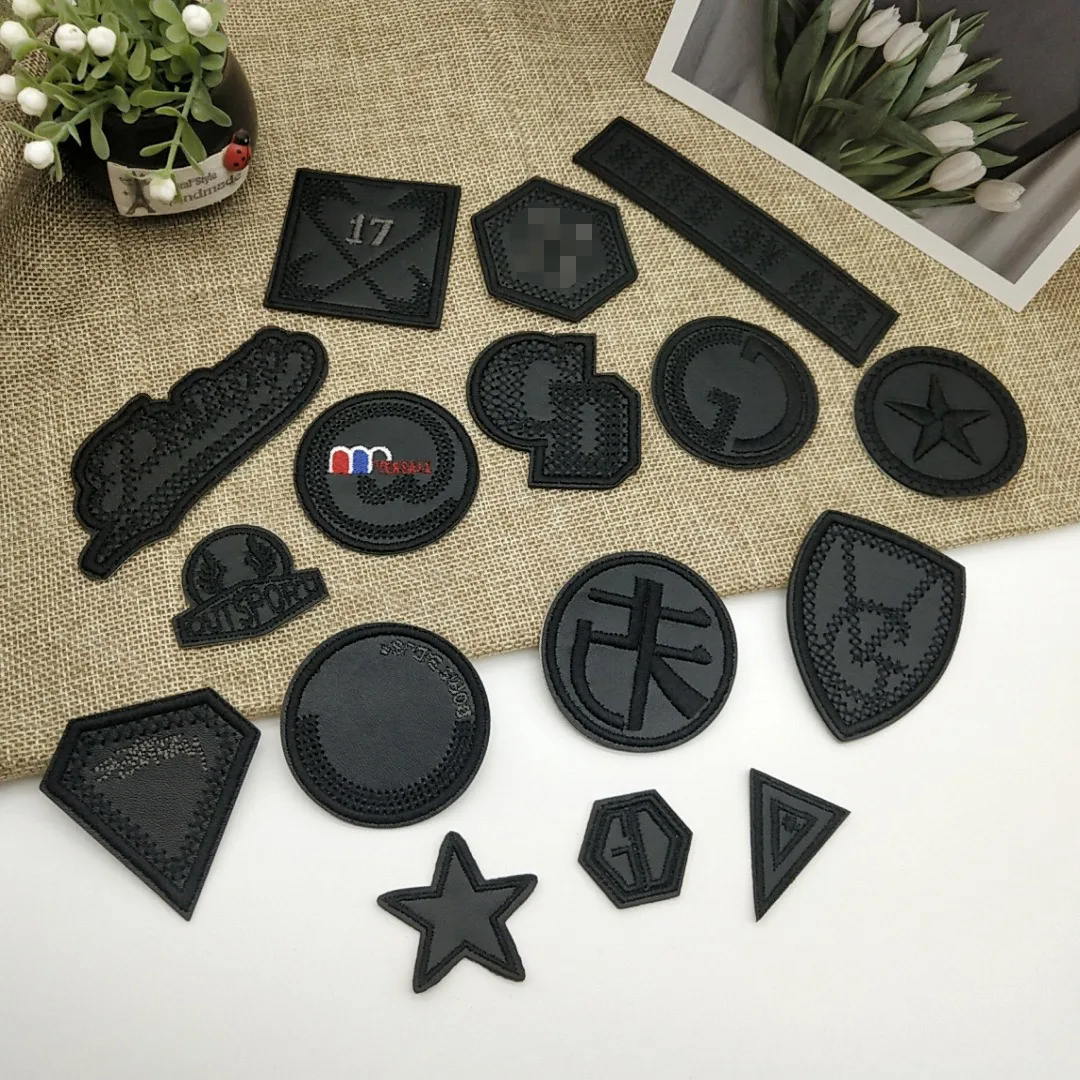 Self-adhesive PU Leather Patches for Clothing Bag Shoes No Need Iron on Sew on Clothes Sticker Black Round Appliques Stripes Diy