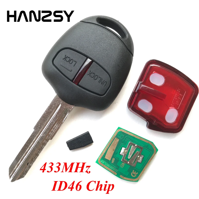 2 Bottoni 433MHz Chiave A Distanza per MITSUBISHI Shogun Pajero Triton Completa chiave di Auto con ID46 L200 Chip MIT8 Lama