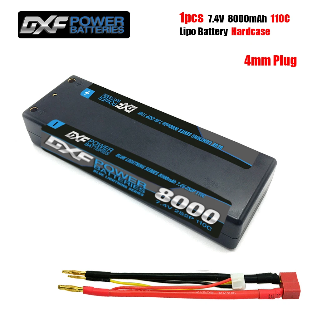 DXF 8000mAh 4mm Lipo Battery 7.4V 110C/220C 2S LiPo RC Battery Deans XT60 EC5 for RC Evader BX Car Truck Truggy Buggy Helicopter