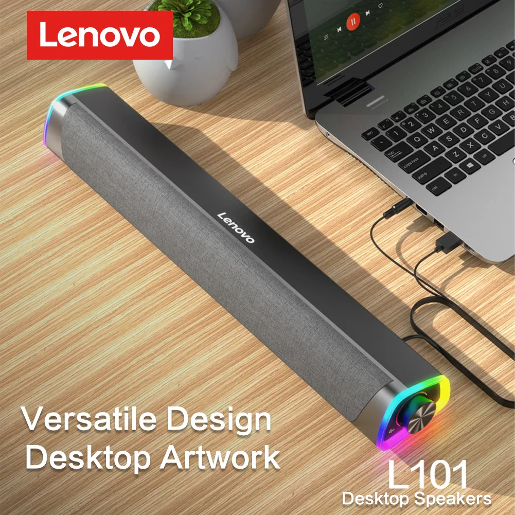 Lenovo-مكبر صوت للكمبيوتر الدفتري والكمبيوتر المحمول ، ومكبر صوت ستريو مع مضخم صوت ، وموسيقى محيطية ، لأجهزة Macbook والكمبيوتر المحمول والكمبيوتر الشخصي