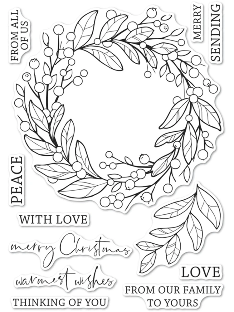 Berry Wreath Transparent Silicone Clear Stamps, Seal for DIY Scrapbooking, Photo Album, Decorative Cards Making, Paper Crafts