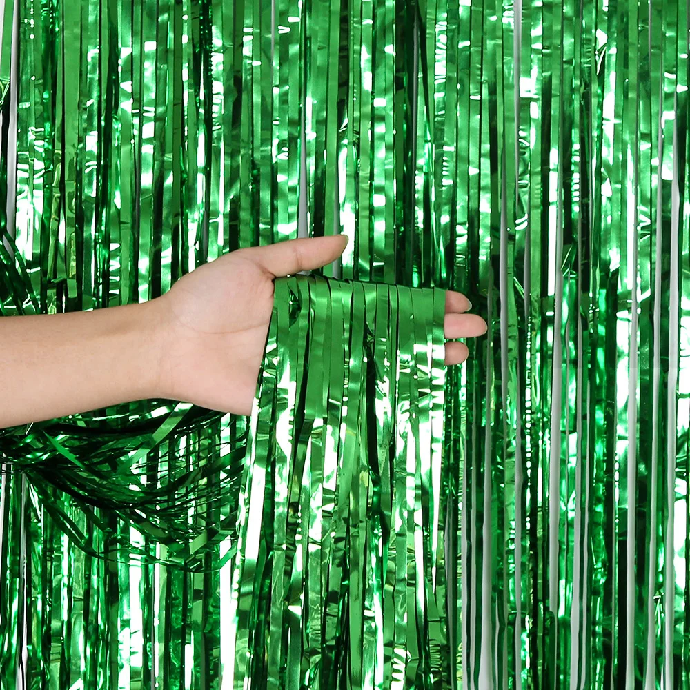 Green Foil Fringe Curtain,St Patrick\' Day Backdrop Decoration,Irish Festival Party Decorations