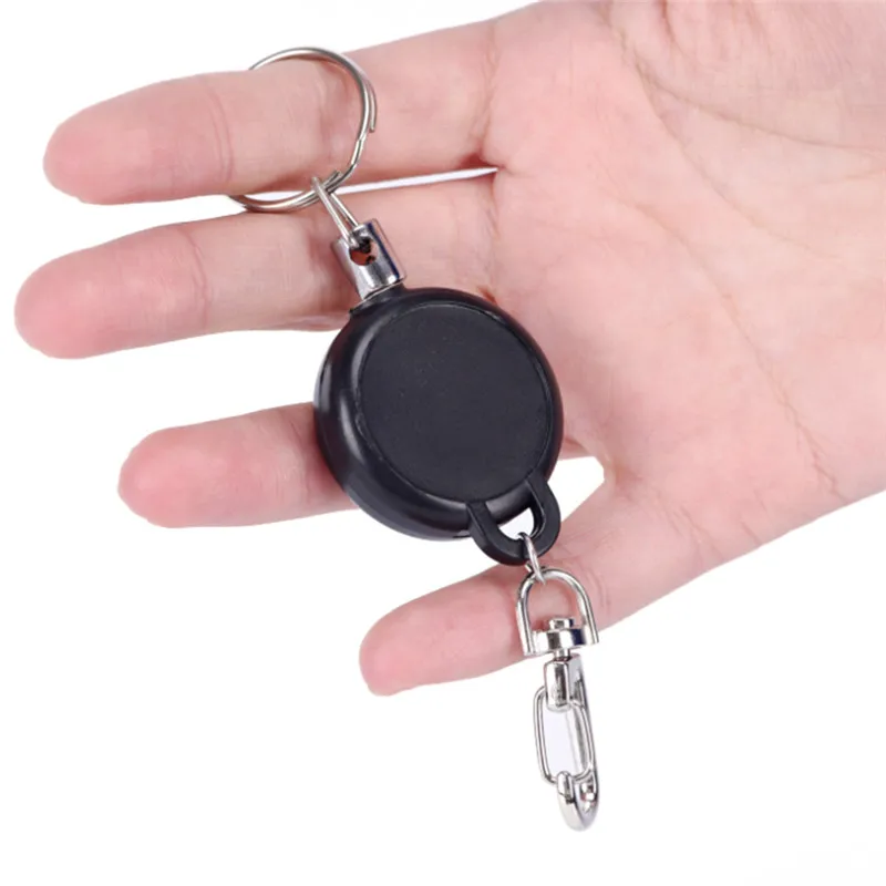 1pcs Retractable Key Chain Reel Steel Cord Recoil Belt Ring Badge Pass ID Card Holder