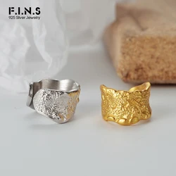 F.I.N.S 1PC Korean Fashion Woman S925 Sterling Silver Wrinkle Ear Clip No Puncture Uneven Surface Wide Ear Cuff Fine Jewelry