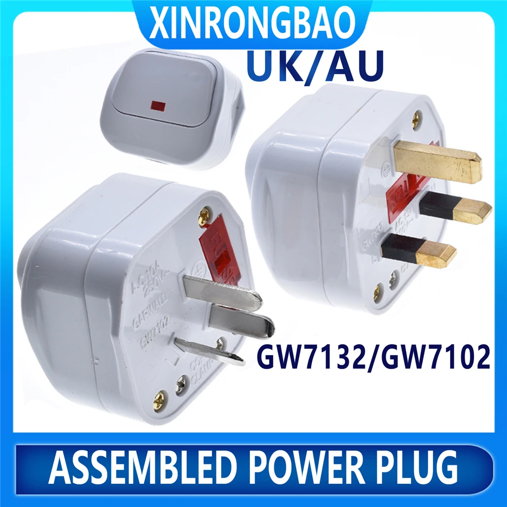 

UK /AU 3 Pin Switch13A AC Assembled Power Plug With Switch Male Electrical Socket Fused Connect Cord Overload Protection Adapter