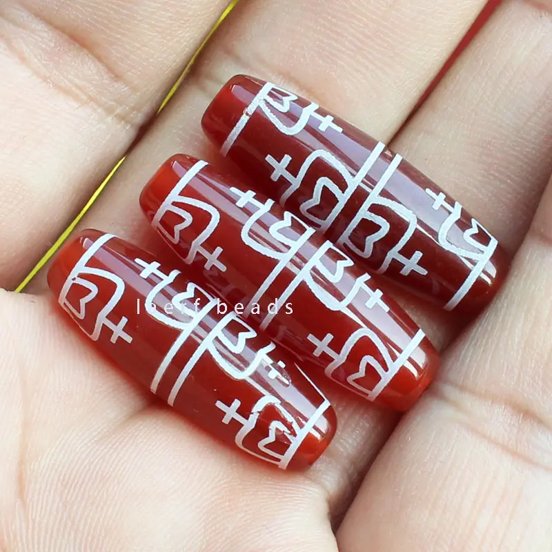 10x30mm Red DZI beads Tibet Olivary Agate stone Oval DIY Pendant Loose Beads 1pcs