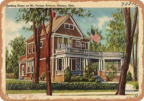 Metal Sign - Ohio Postcard - Harding Home on Mt. Vernon Avenue, Marion, Ohio - Vintage Rusty Look Wall Decor for Cafe beer Bar