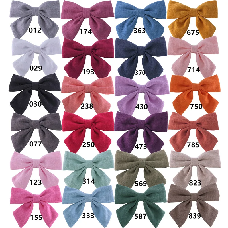 

Baby Girls Cotton Linen Sailor Bow Hair Clips, Fabric Bow Nylon Headbands, School Girl Bow hair accessories