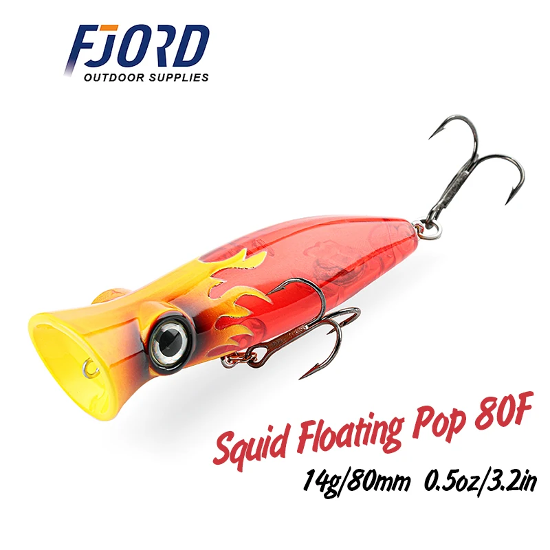 FJORD Squidopop 80mm 14g Super Long Casting Topwater Bait Saltwater Whopper Fishing Lure Artificial Wobblers Plastic Bait