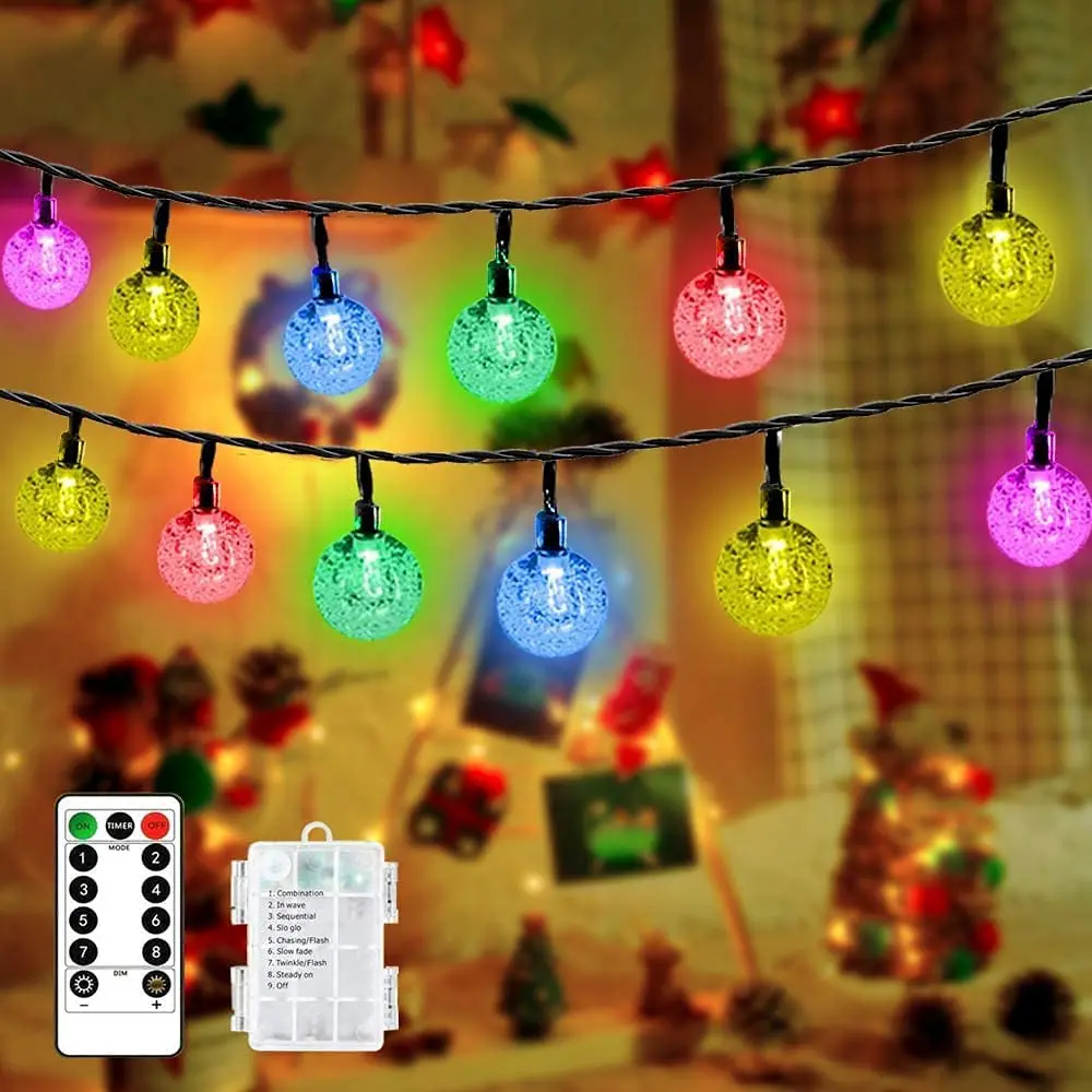 

Christmas Tree Balls Globe Crystal Garland Ball Led Festoon Fairy Decoration String Light 3/6M Battery Operated Waterproof IP65