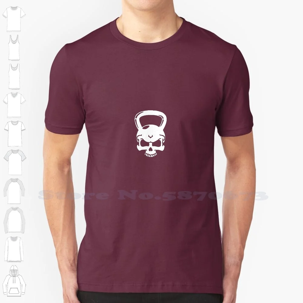 Kettlebell Skull White 100% Cotton T-Shirt Hashtag Breaking Mcqueen Skull Nerd Geek Drink Drank Drunk Drinking College Greeting