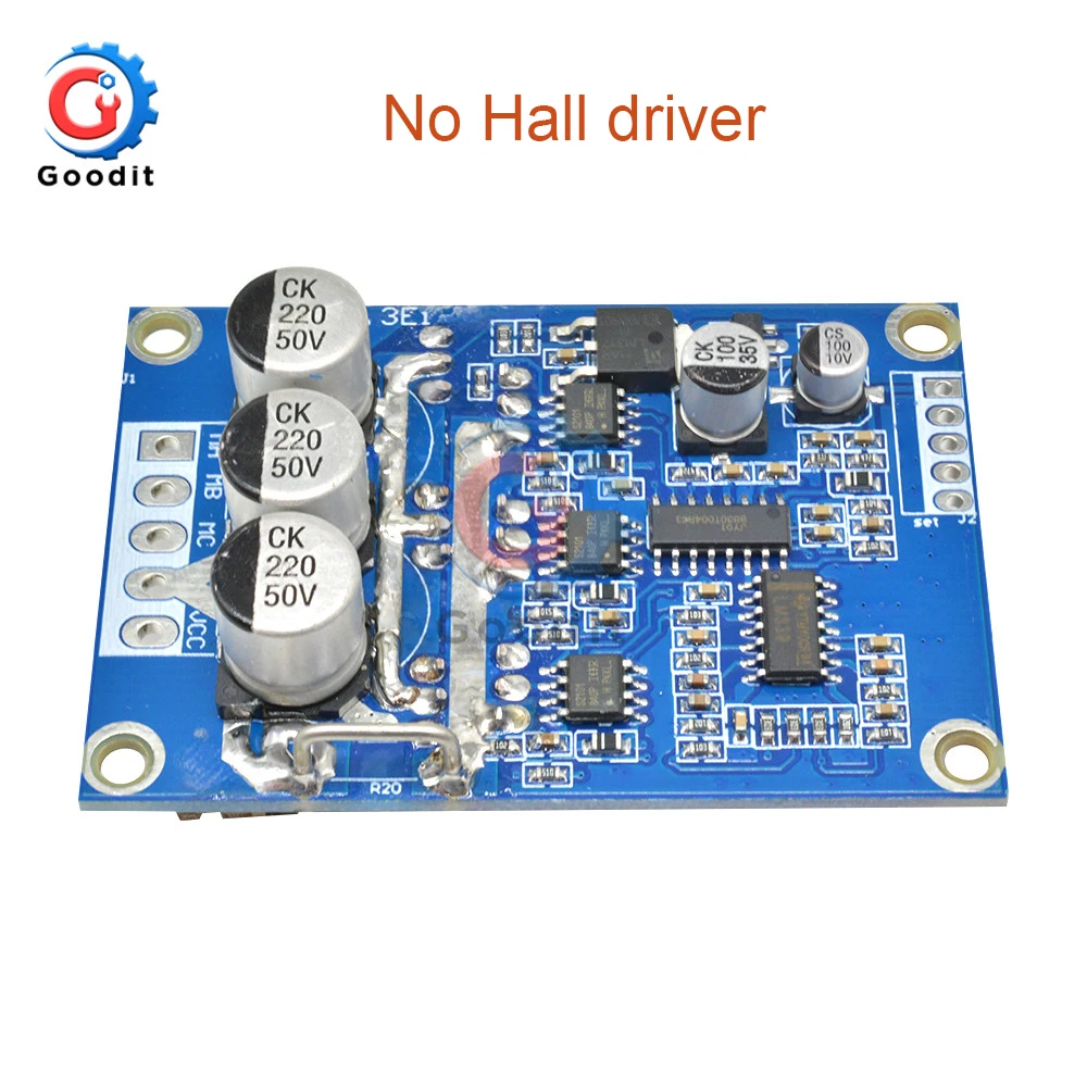 Controlador de Motor de CC sin escobillas, placa de Control de controlador de coche BLDC equilibrado automotriz, sin Hall, DC 12V-36V, 500W PWM