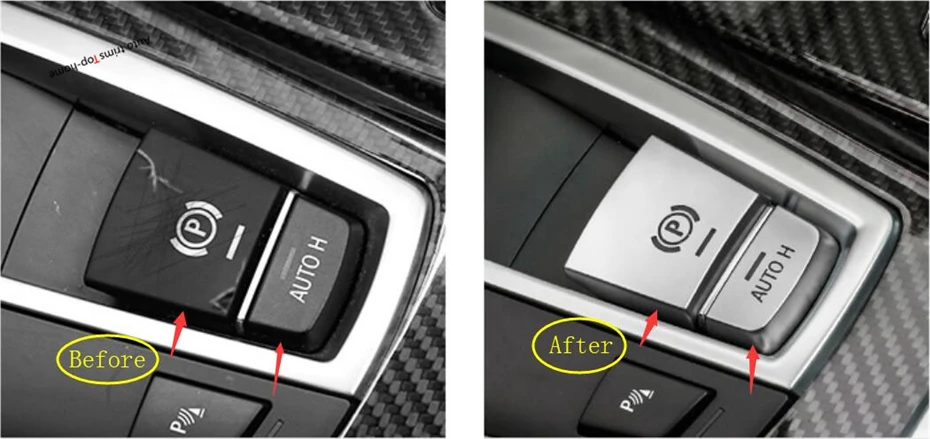 

Yimaautotrims Electrical Park Hand Brake "P" Stalls & Auto Hold Button Cover Trim Fit For BMW 7 Series 2010 - 2014 ABS Interior