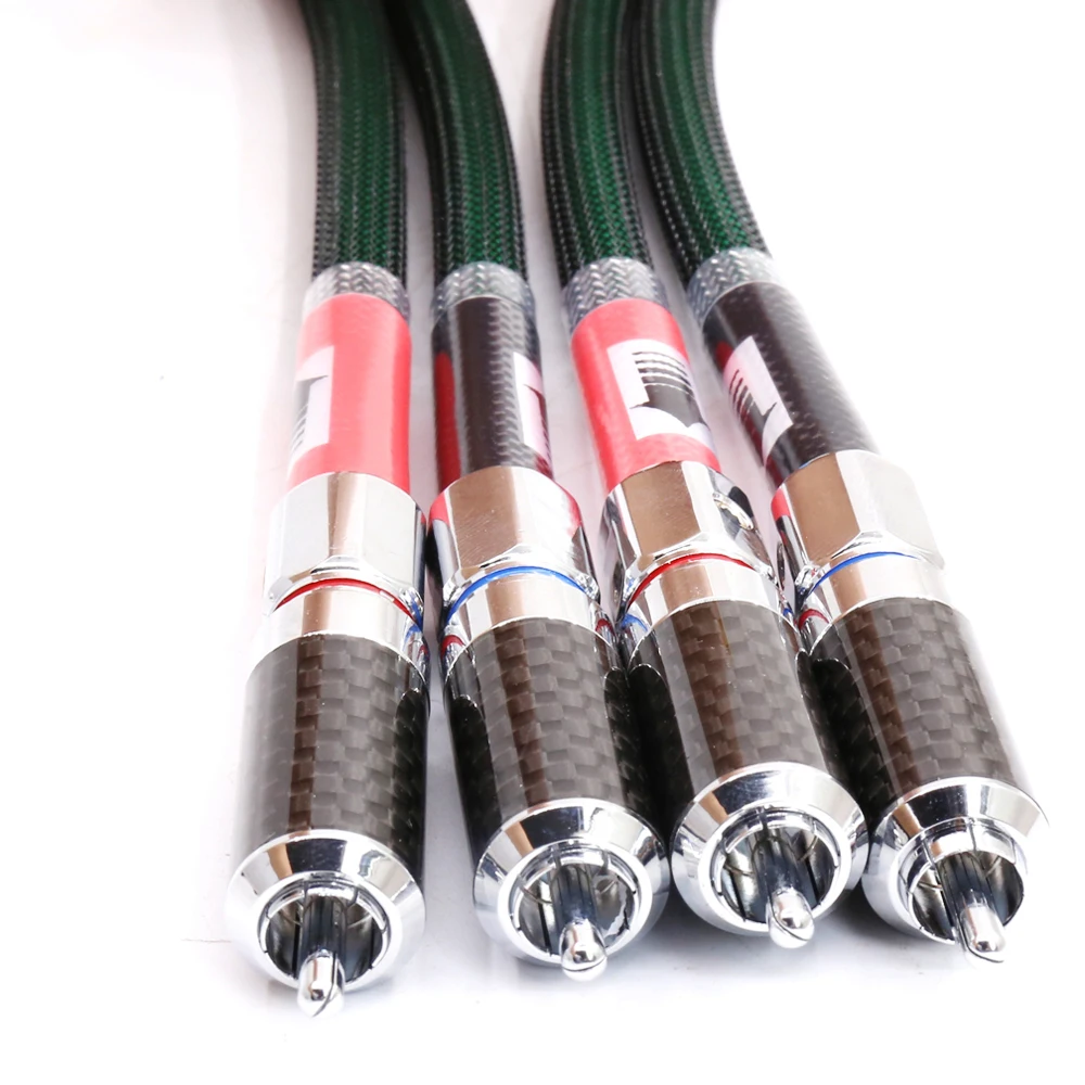 1 쌍 HiFi 6N OFC 오디오 케이블 상호 연결 케이블, 로듐 도금 RCA - RCA 수 커넥터