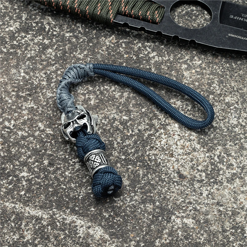 Viking Runes Keychain Braided Rope Vampire Metal Pendant Amulet  Handmade Outdoor Car Keyring Survival Jewelry Gift Dropshipping