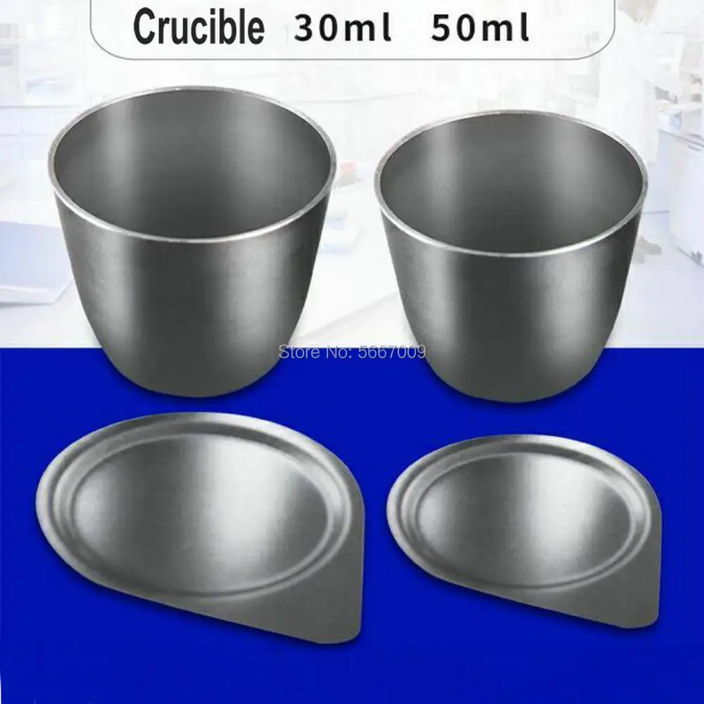 5pcs/10pcs laboratory 30ml /50ml iron crucible with cover high purity high temperature resistant laboratory can heat containers