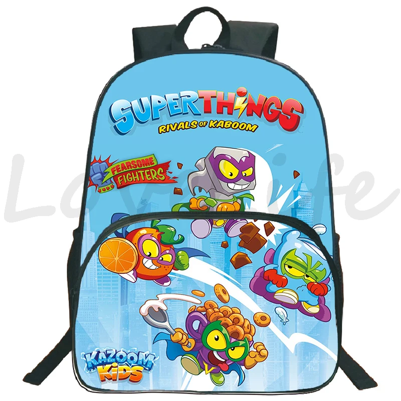 Game Superzings Backpack 16 Inch Boys Girls Bookbag Cartoon Daypack SuperThings School Bags Students Travel Bags Zipper Rucksack