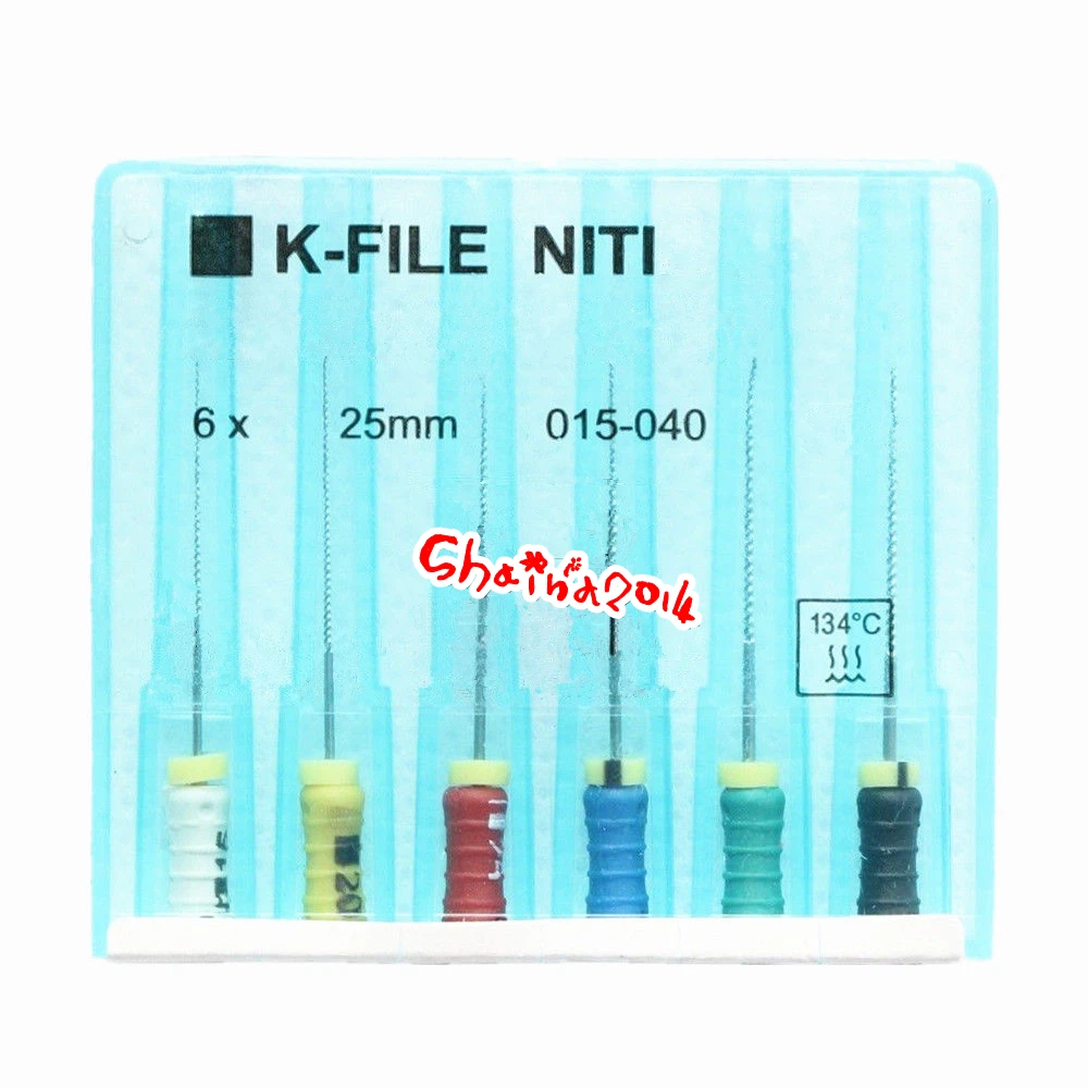 

6 шт./упак. Dental K-FILE NiTi 25mm 015-040 Endo Root канал, ручные K-файлы