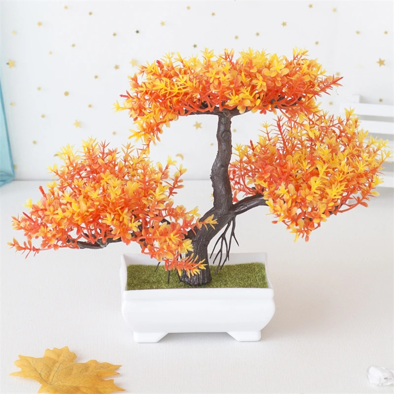 Artificial Plastic Plants Bonsai Small Tree Pot Fake Plant Potted Flower Home Room Table Decoration Garden Arrangement Ornaments