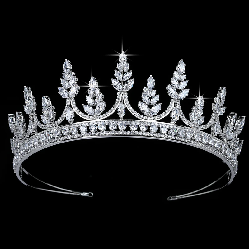 

Crown HADIYANA Trendy Leaf Shaped Gracefu Women Wedding Bride Hair Accessories Luxury Jewelry Cubic Zirconia BC5691 Tocado Novia