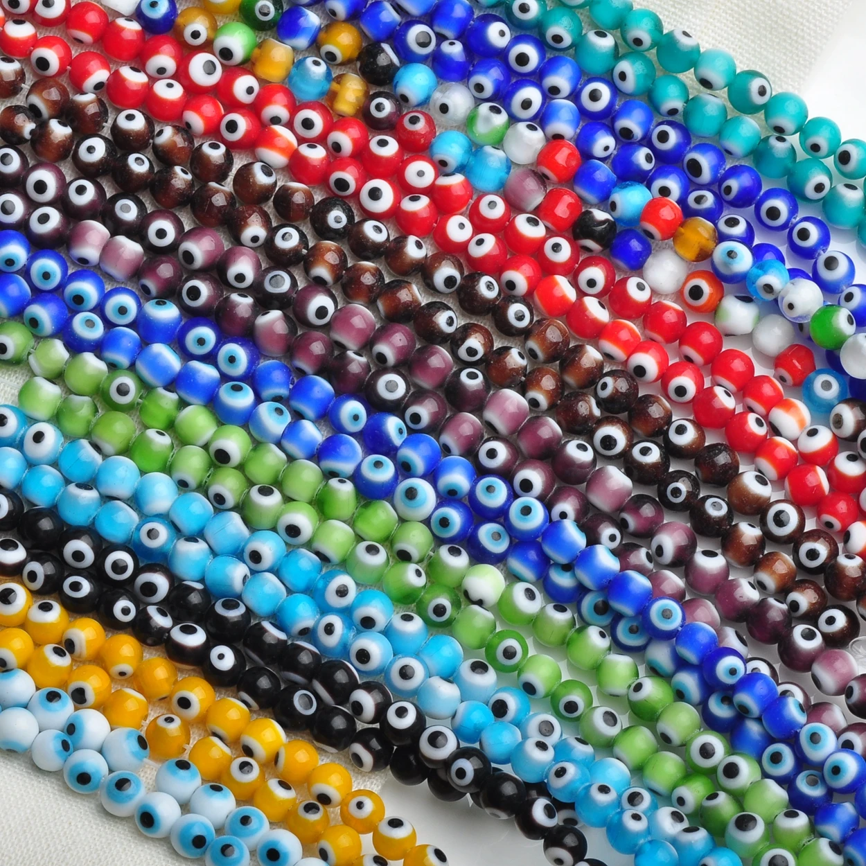 50pcs Round 6mm Evil Eye Patterns Millefiori Glass Loose Crafts Beads Lot For DIY Jewelry Making Findings