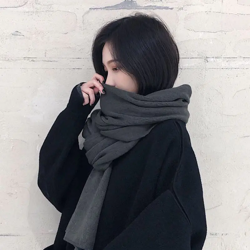 Women Scarves Solid Winter Soft Korean Style Outdoor Trendy Warm All-match New-arrival Hot Selling Female Couple Thickening Chic