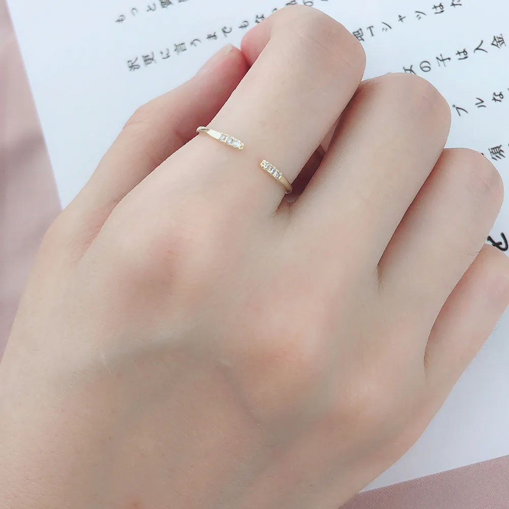 ZHOUYANG Opening Dainty Ring For Women New Simple Mini CZ Light Gold Color Finger Ring Party Birthday Gift Fashion Jewelry R142