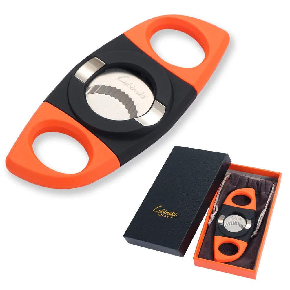 

LUBINSKI Plastic Cigar Cutter Knife Sharp Metal Double Blade Darts Type Cigar Scissors Guillotine Pocket Cigar Holder