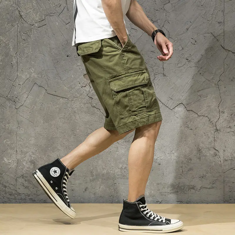 Camouflage Cargo Shorts Mens Sweatshorts Sweat Pants Man Fashion Brand Pure Cotton Trendy Sports Pirate Shorts Loose Casual Pant