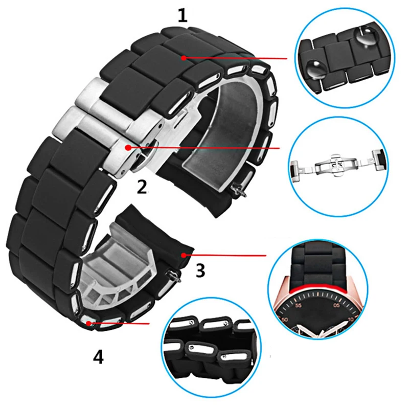 Steel in Silicone Watchband for AR5890 AR5889 AR5858 AR5920 AR5868 AR8023 Watches Band man 23mm woman 20mm straps