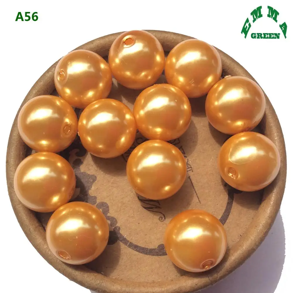 

Gold Beads for Kids Jewelry Making Pearls with Straight hole A56 6mm to 30mm Round Acrylic abs Pearls Loose Spacer Chunky Bead