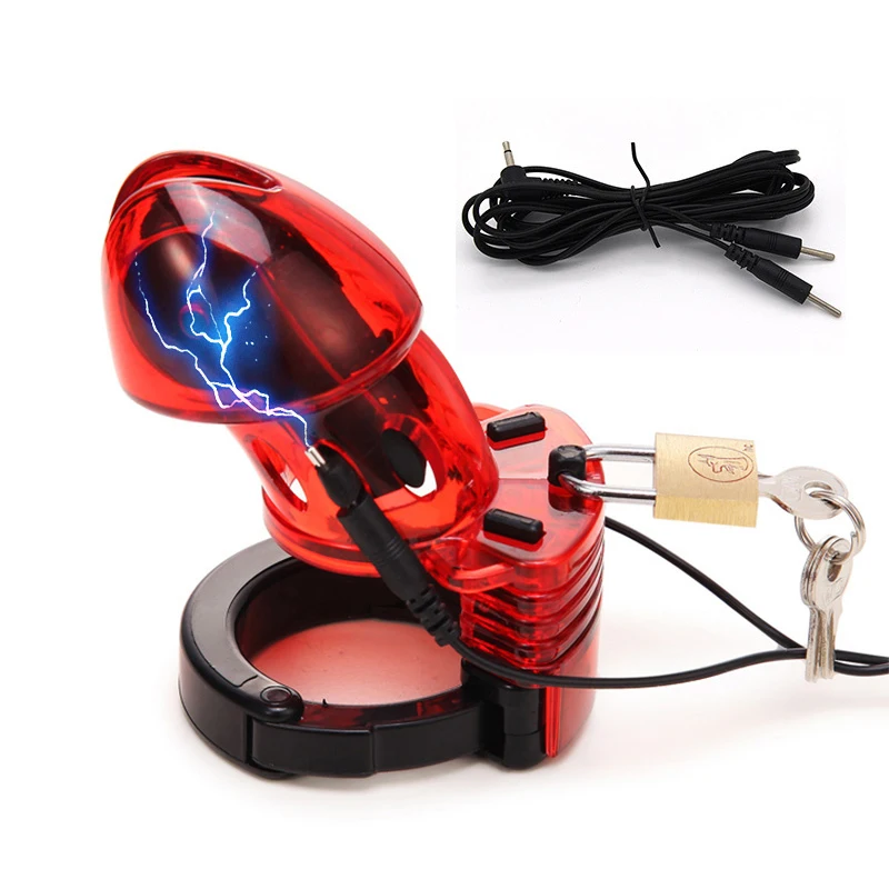 Electric Shock CB6000 Cock Cage Sex Ball Stretcher BDSM Timer Lock Chastity Belt Electro Stimulation Penis Ring SM Male Sex Tool