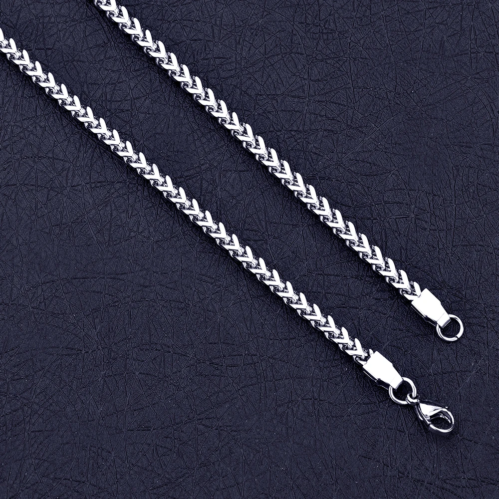 4MM Titanium Steel Chain Necklace For Men Fashion Stainless Steel Front and Back Link Necklace Hip Hop Rock Jewelry 50/60/70cm