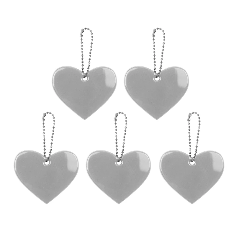 Llavero reflectante con forma de corazón, accesorios para bolso colgante, llaveros reflectantes de PVC Doft para seguridad Visible Au6 21, 5 uds.