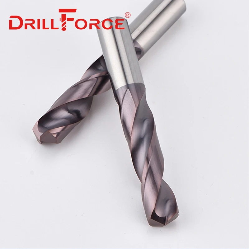 Drillforce-Jeu de forets en carbure monobloc, foret hélicoïdal à flûte hélicoïdale pour outil en alliage inoxydable dur, OAL HRC65, 2mm-22mm x