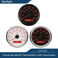 ELING New 85mm Tachometer RPM REV Counter 3K 4K 6K 7K 8K RPM with LED Hourmeter Car Truck Boat Universal Outboard Red Backlight