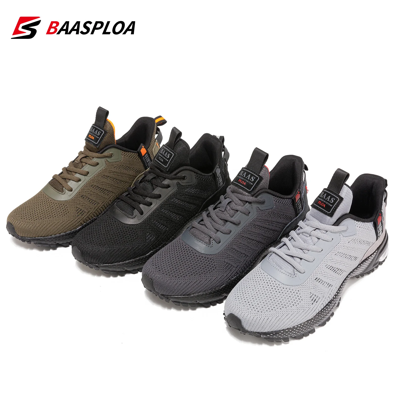 Baasploa الرجال احذية الجري موضة جديدة حجم 41-50 الذكور أحذية رياضية تنفس شبكة في الهواء الطلق العشب المشي حذاء للجيم للرجال زائد