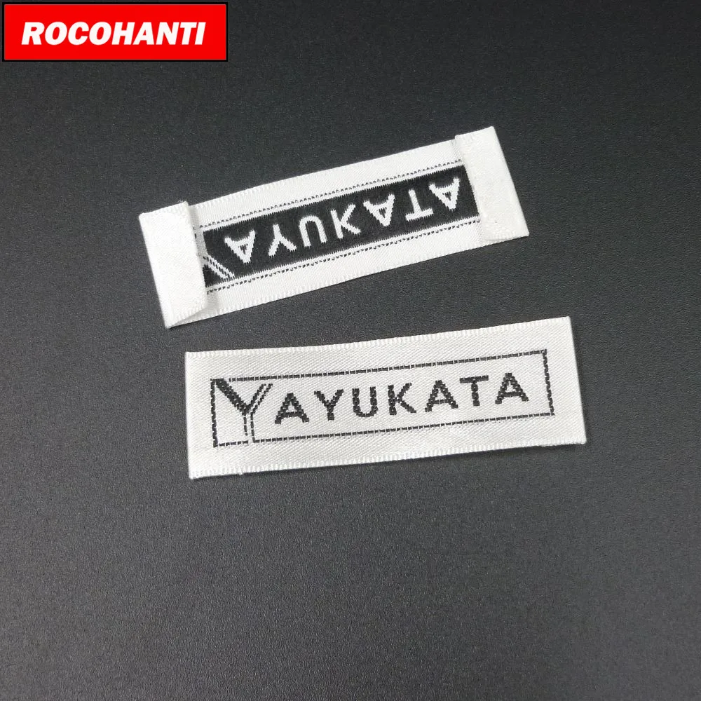 1000pcs Customized Cloth Label Brand Embroidered Woven Label Main Labels Neck Logo Washed Garment Tags For T-Shirt Clothing