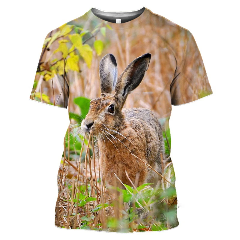 Hot Sales Man's T-shirt Hunting Crazy Hare Oversized T Shirt For Mens casual tshirt For Men 3D Print Animal Rabbit Short Sleeve