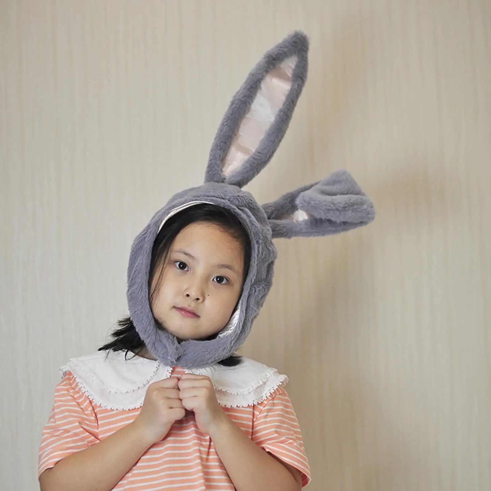 Cute Rabbit Hat Moving Ears Warm Soft Cotton Plush Head Winter Props Costume Party Earflaps Funny Hat Birthday Gift for Girls